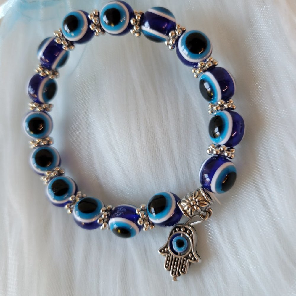 Evil Eye Hamsa Hand Beaded Bracelet